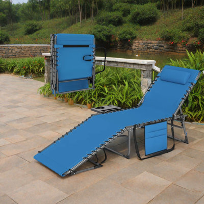 Adjustable Steel Patio Lounge Chair, Modern Folding Design For Outdoors