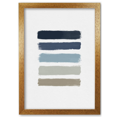 Blue And Taupe Stripes - Print