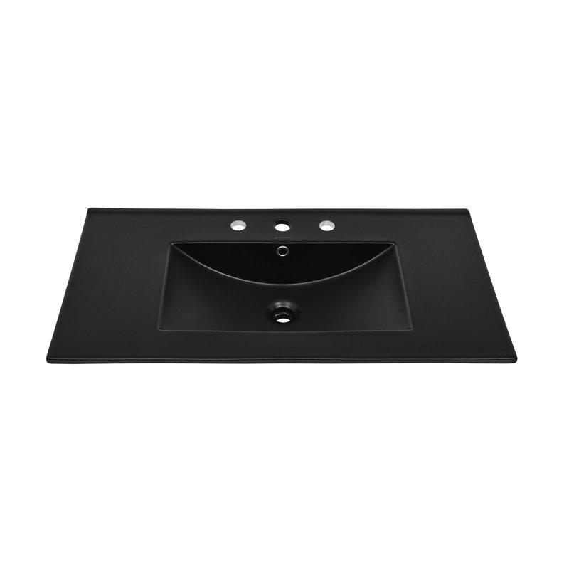 Comptoir de meuble-lavabo, Noir lustré, 8 po