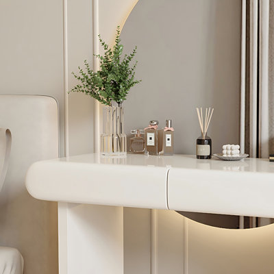 31.50"White Minimalism Vanity With a Mirror and a Stool