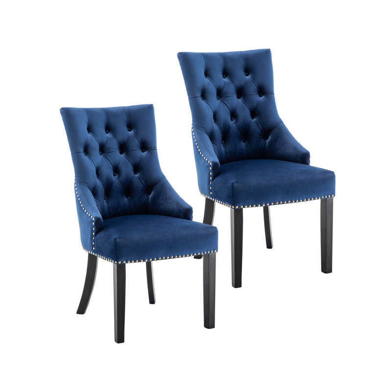 Chaise de salle à manger Dejavu, Velours bleu