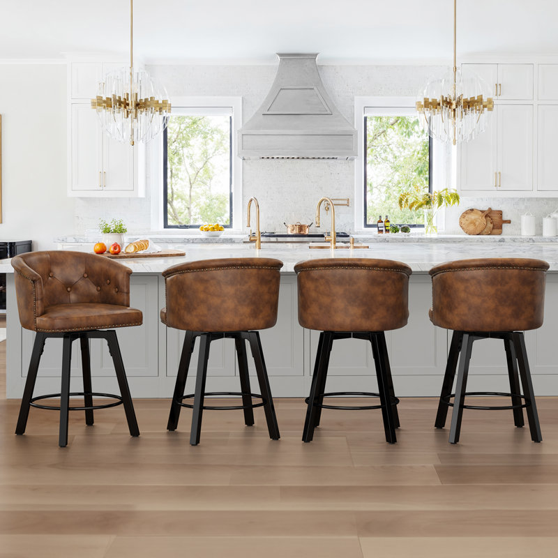 Swivel Upholstered Counter Stool, Brown