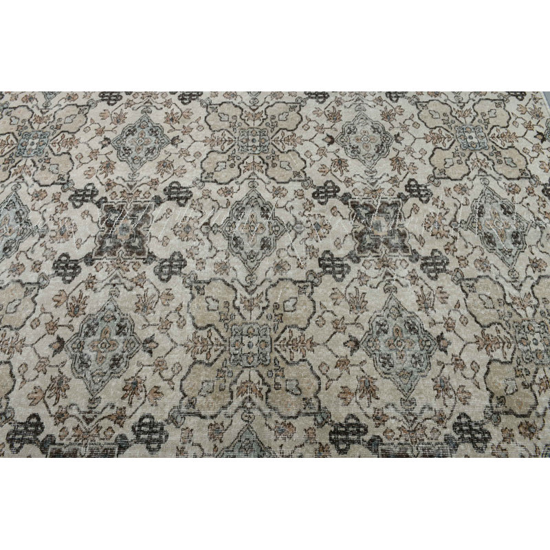 Grand tapis turc authentique tissé à la main avec motif Oushak pour une touche d'élégance à votre décor