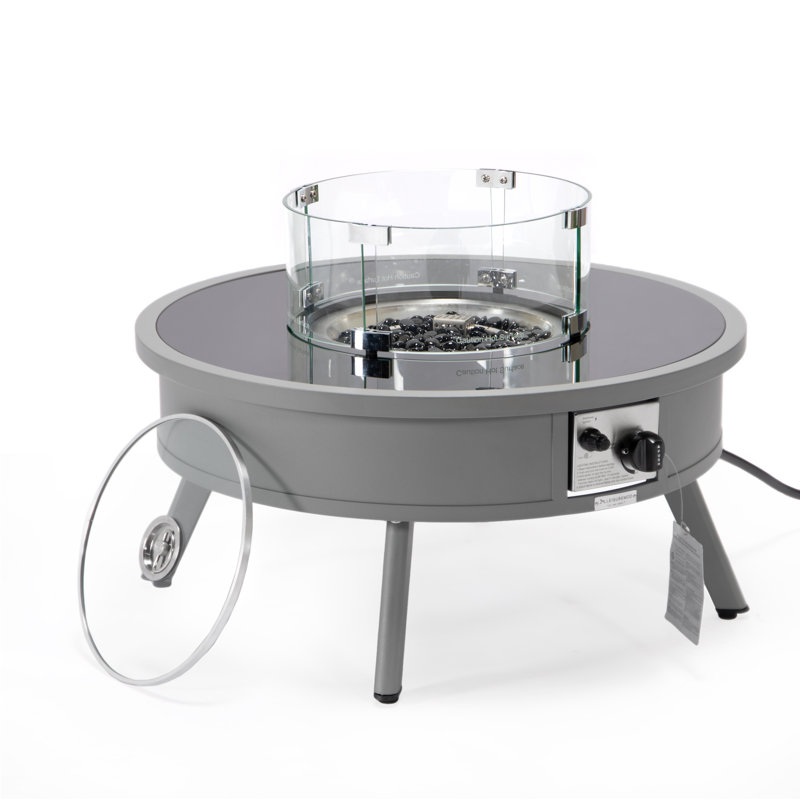 Kliyah Round Propane Smokeless Fire Pit Table, Gray