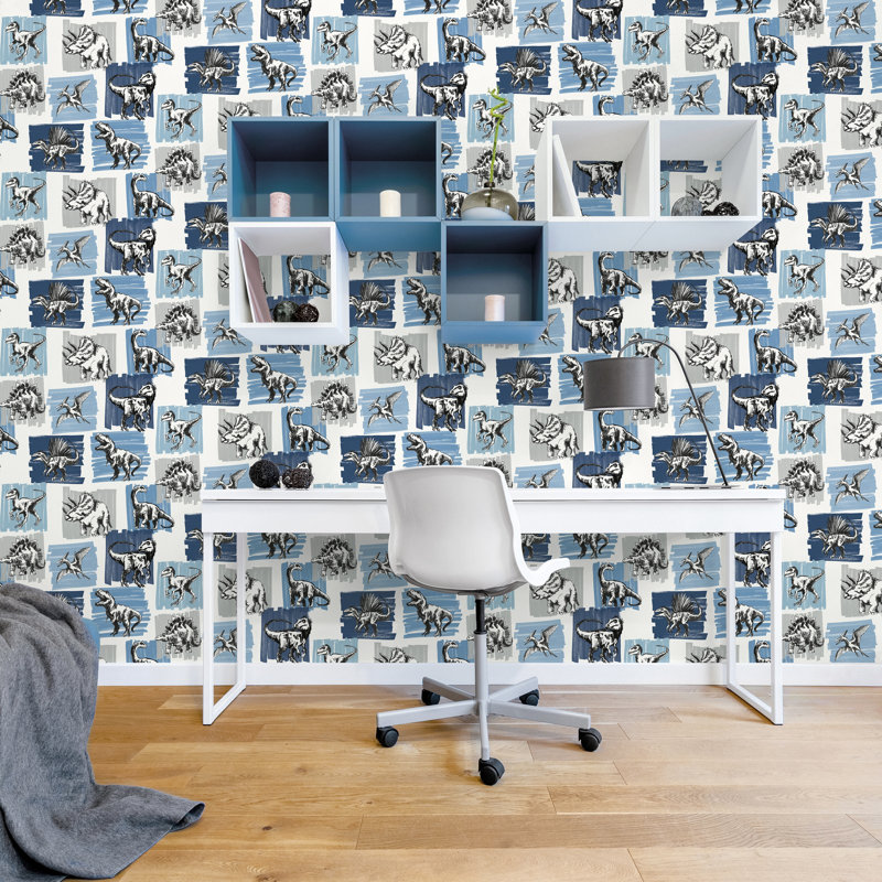 Kids and Teens Collection Dinosaurs Wallpaper Roll, Blue