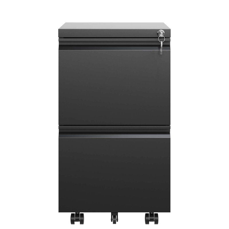 Classeur en métal avec 2 tiroirs verrouillables - pour ranger des dossiers de format légal / lettre / A4, accessoire de bureau noir entièrement assemblé