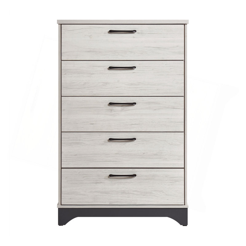 Meuble de chambre contemporain à 5 tiroirs et commode bicolore 1 tiroir