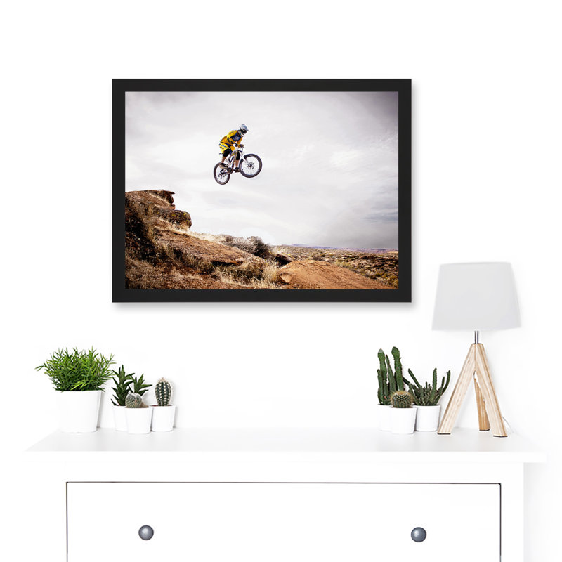 Sport Mountain Bike Jump Sky Big Air Off Road - Single Picture Frame Print