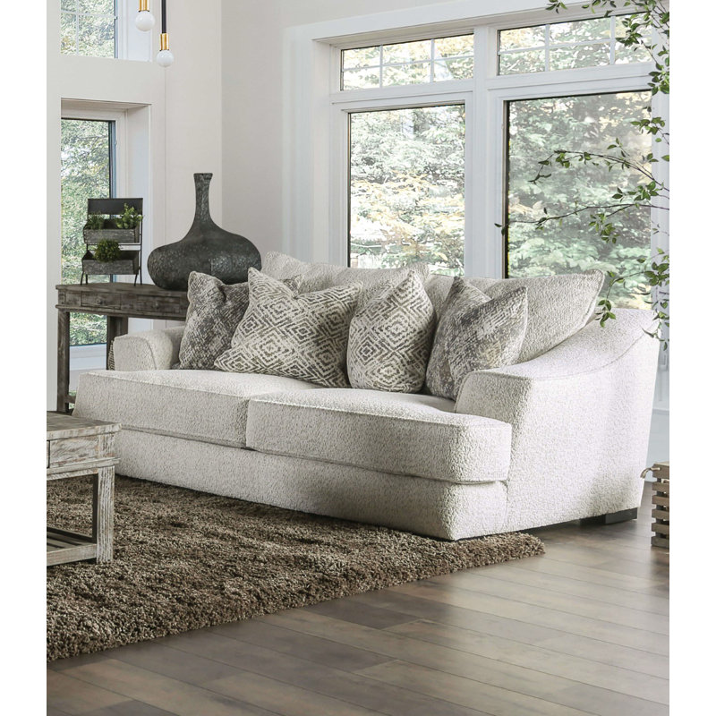 Causeuse contemporaine l 84,4 po, blanc cassé