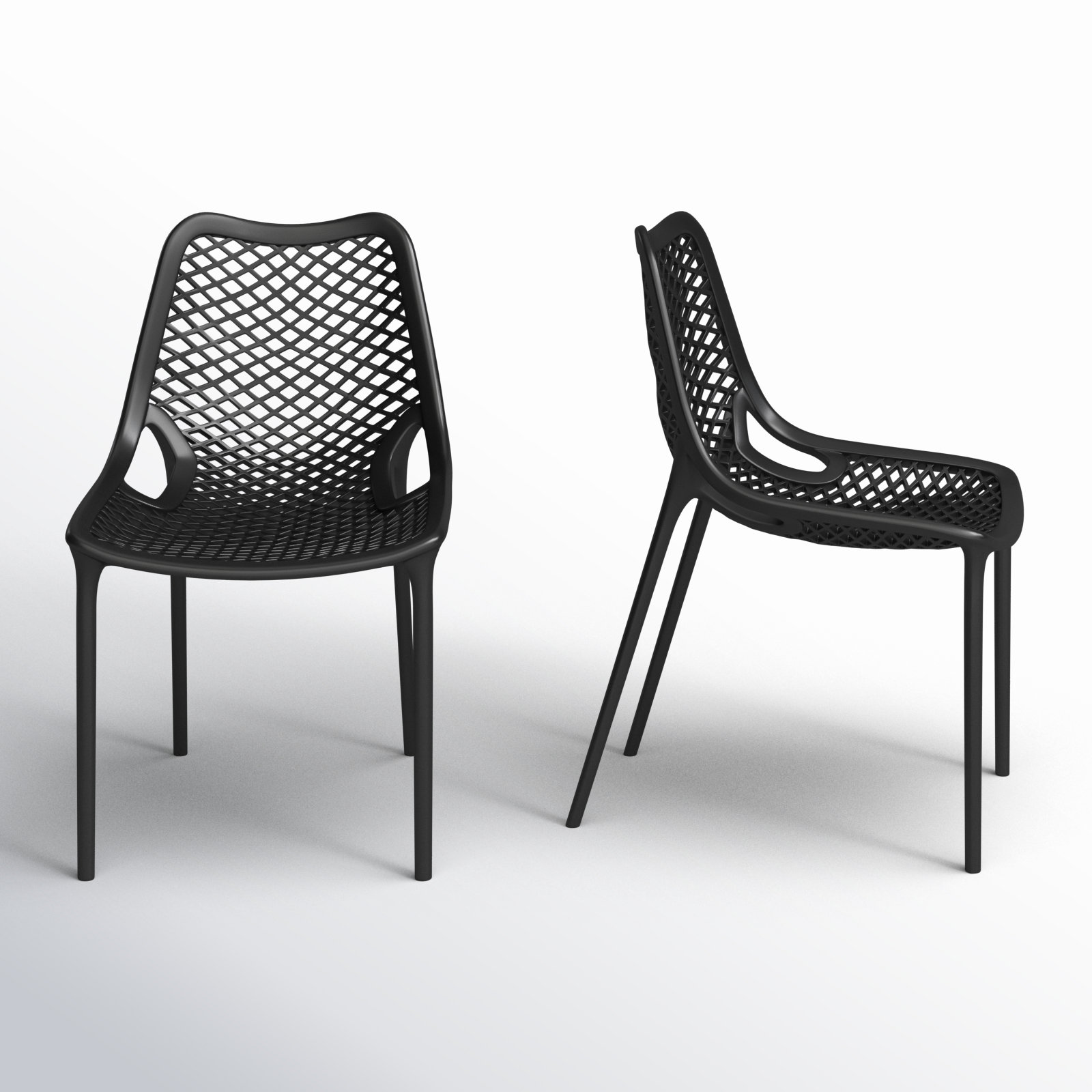 Farrah Stackable Patio Side Chair, Black
