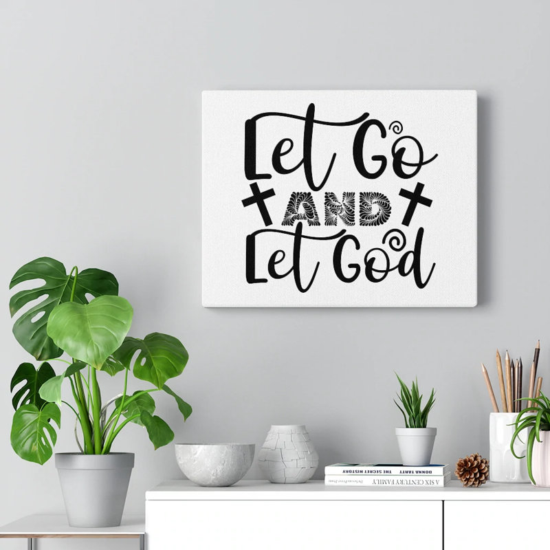 Let Go and Let God 1 Piece Wrapped Canvas Wall Art, 28cm H x 36cm W