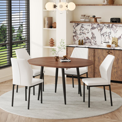 42-54'' Extendable Dining Table Set With Comfortable Upholstered Dining Chairs