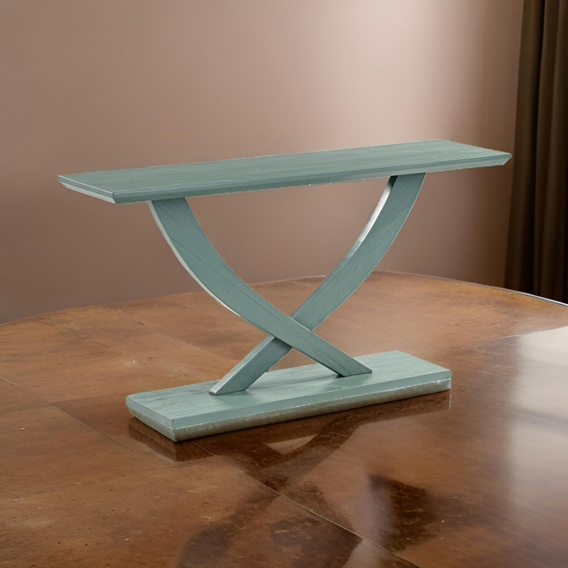 Lyndel 57.25'' Solid Wood Console Table, Gray Green