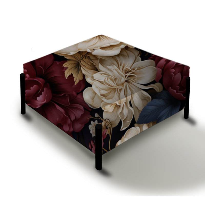 Grand motif floral de pivoines Renaissance - repose-pieds carré floral