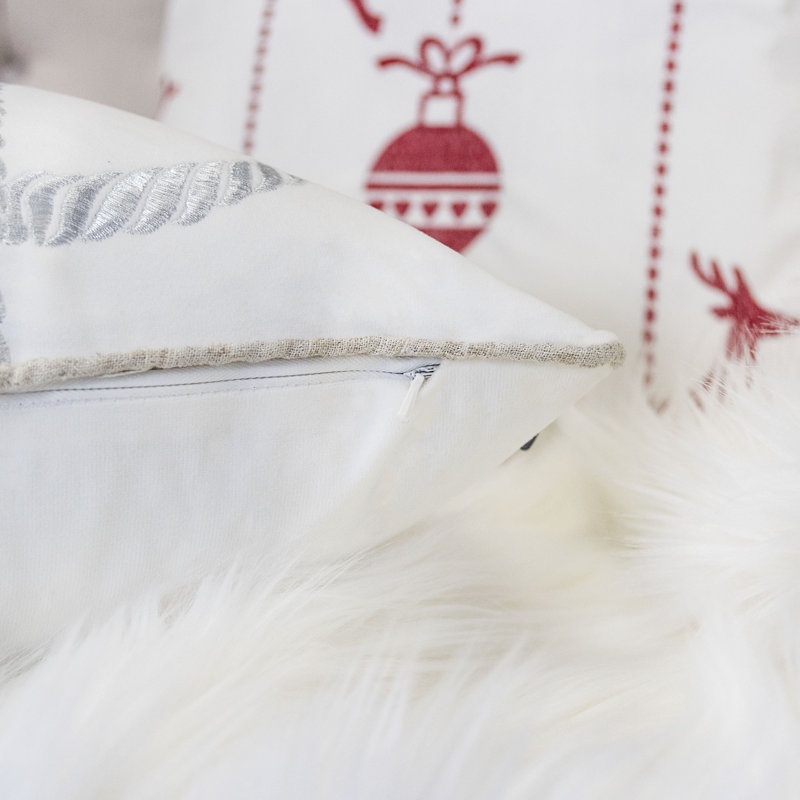 Canale Embroidery Indoor/Outdoor Throw Pillow, White