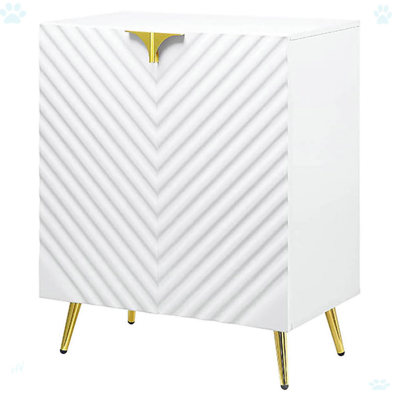 High Gloss And Gold Console Table With Shelf