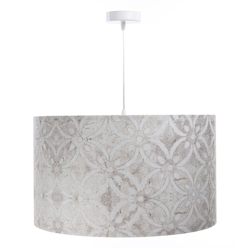 1 - Light Silver Drum Pendant, 107cm H x 40cm W x 40cm D