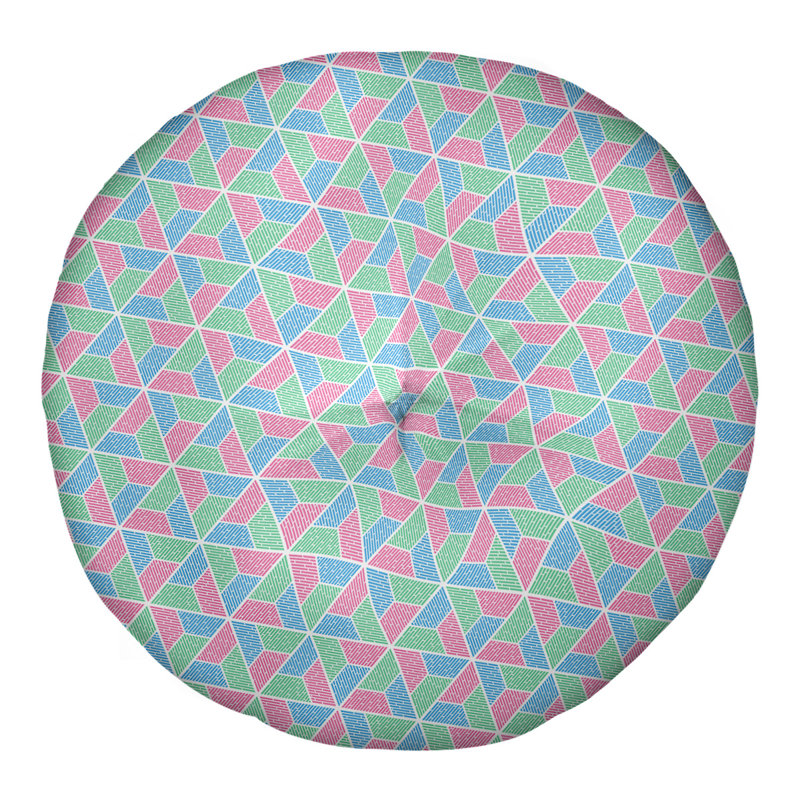 Oreiller de sol Katelyn Elizabeth Trapezoids, 26 po x 26 po, Vert / Rose / Bleu
