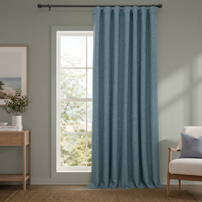 Ottis Faux Linen Room Darkening Curtain Panel