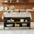 Farmhouse Kitchen Island: Storage Shelf & Bistro Bar Unit