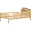Lit plateforme simple en bois naturel avec tête de lit de style maison, DEL et rangement - Délice de chambre à coucher, tête de lit en forme de maison et splendeur-118085325-118085324