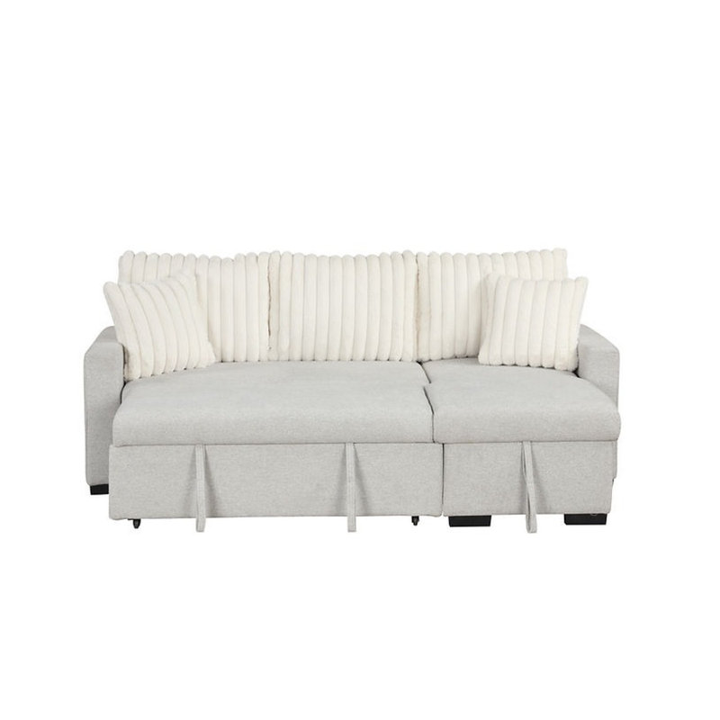 Méridienne de rangement escamotable Nori, Tissu beige