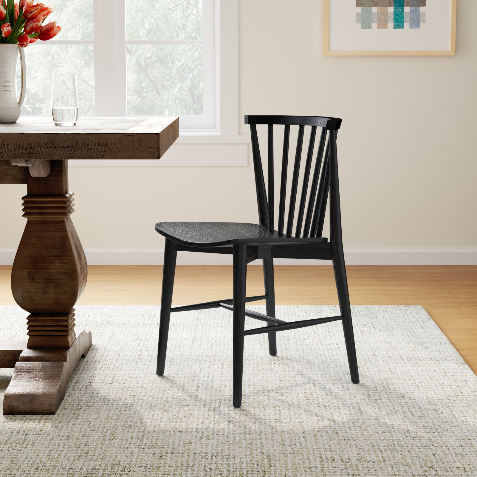  Slat Back Dining Chair, Black