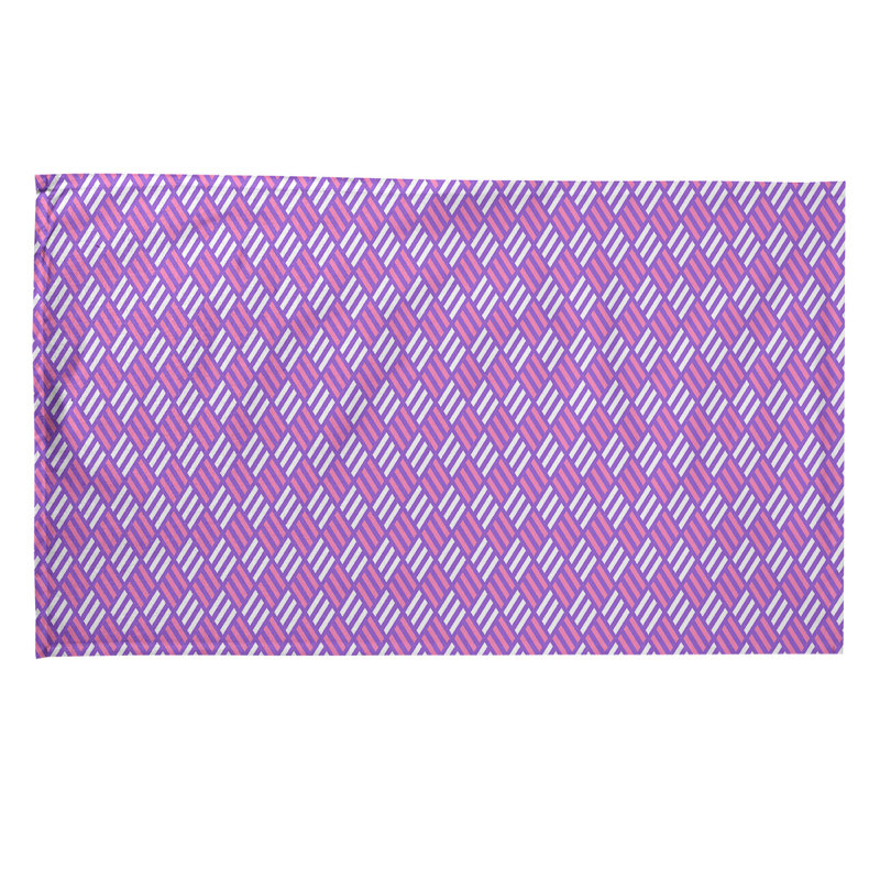 Torchon à losanges à rayures, Polyester sergé, Rose/mauve