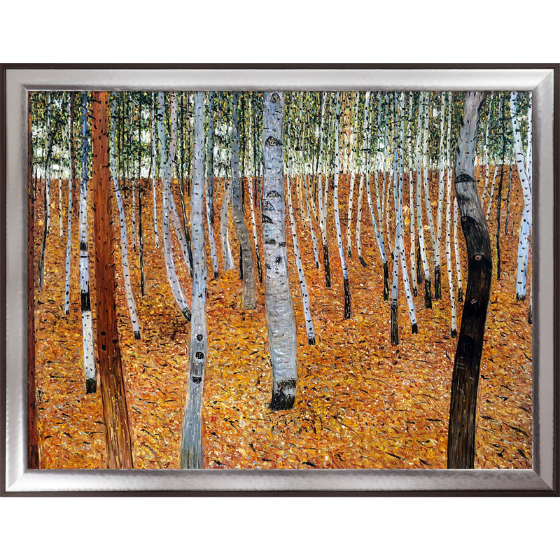 « hêtre forest i » par gustav klimt,, peinture sur toile encadrée, H 41,25 po x l 53,25 po x P 2 po, Magnésium
