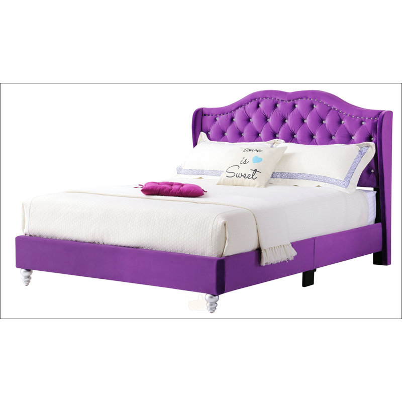 Transitional Purple Upholstered Full Bed