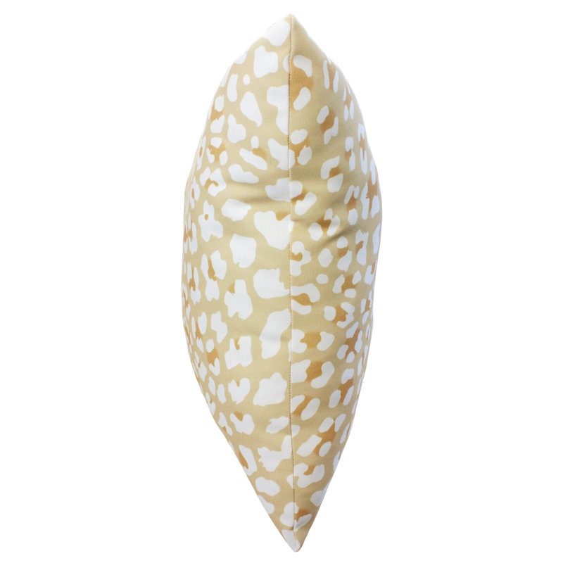 Tan and White Leopard Print Reversible Polyester Throw Pillow