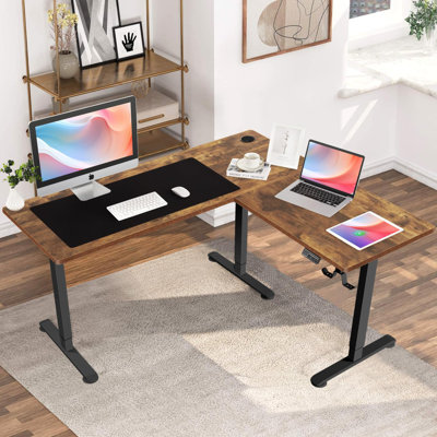 Bureau pour travailler debout en L à hauteur ajustable électrique en L de 63 po Rashod