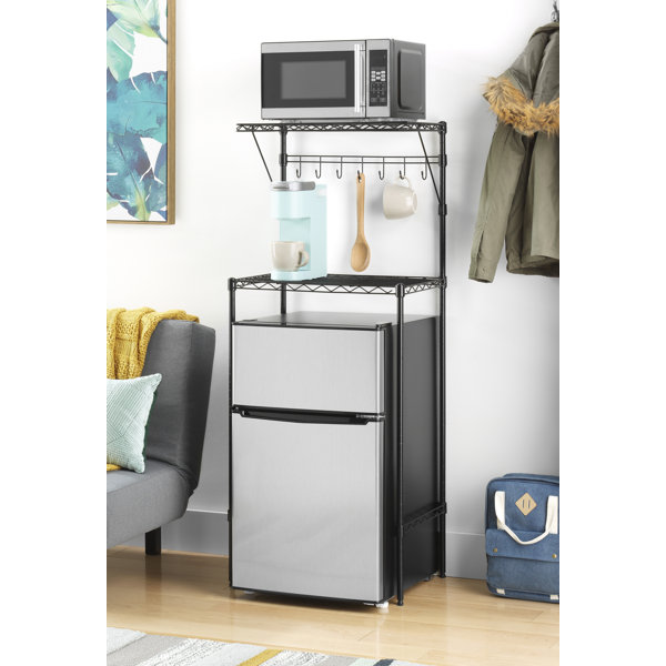 Light Brown Refrigerator Wood Storage Cabinet Microwave Dorm Mini Fridge  Office