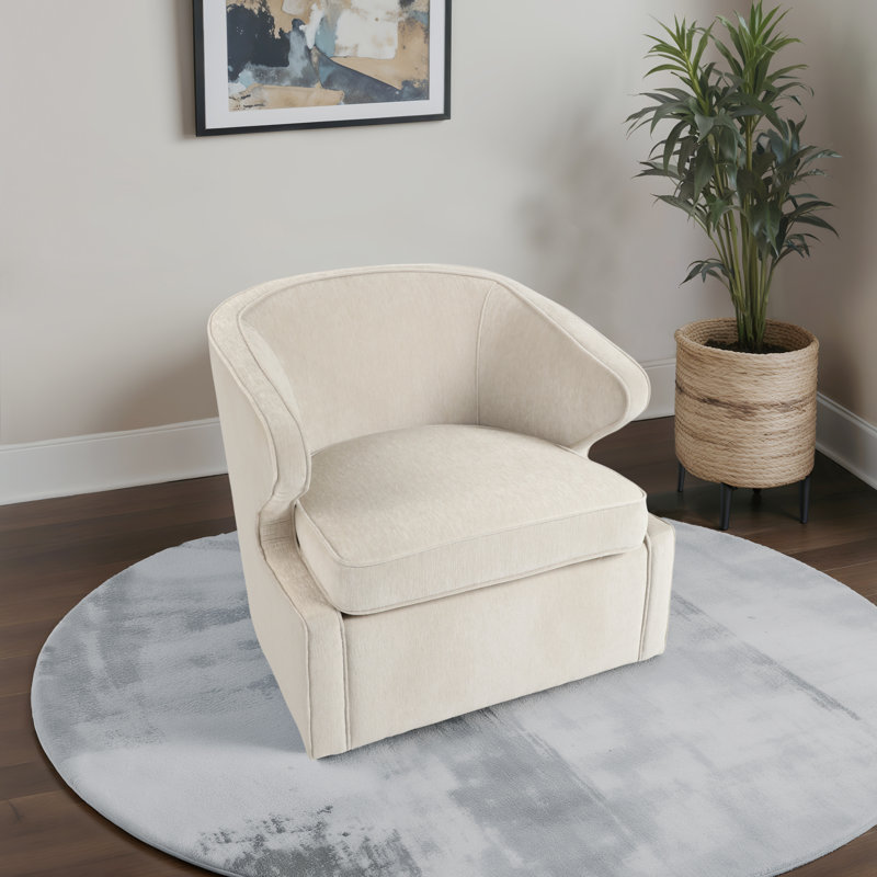 Fauteuil d'appoint pivotant 32 po Red Barrel Studio® Karlsson, ivoire