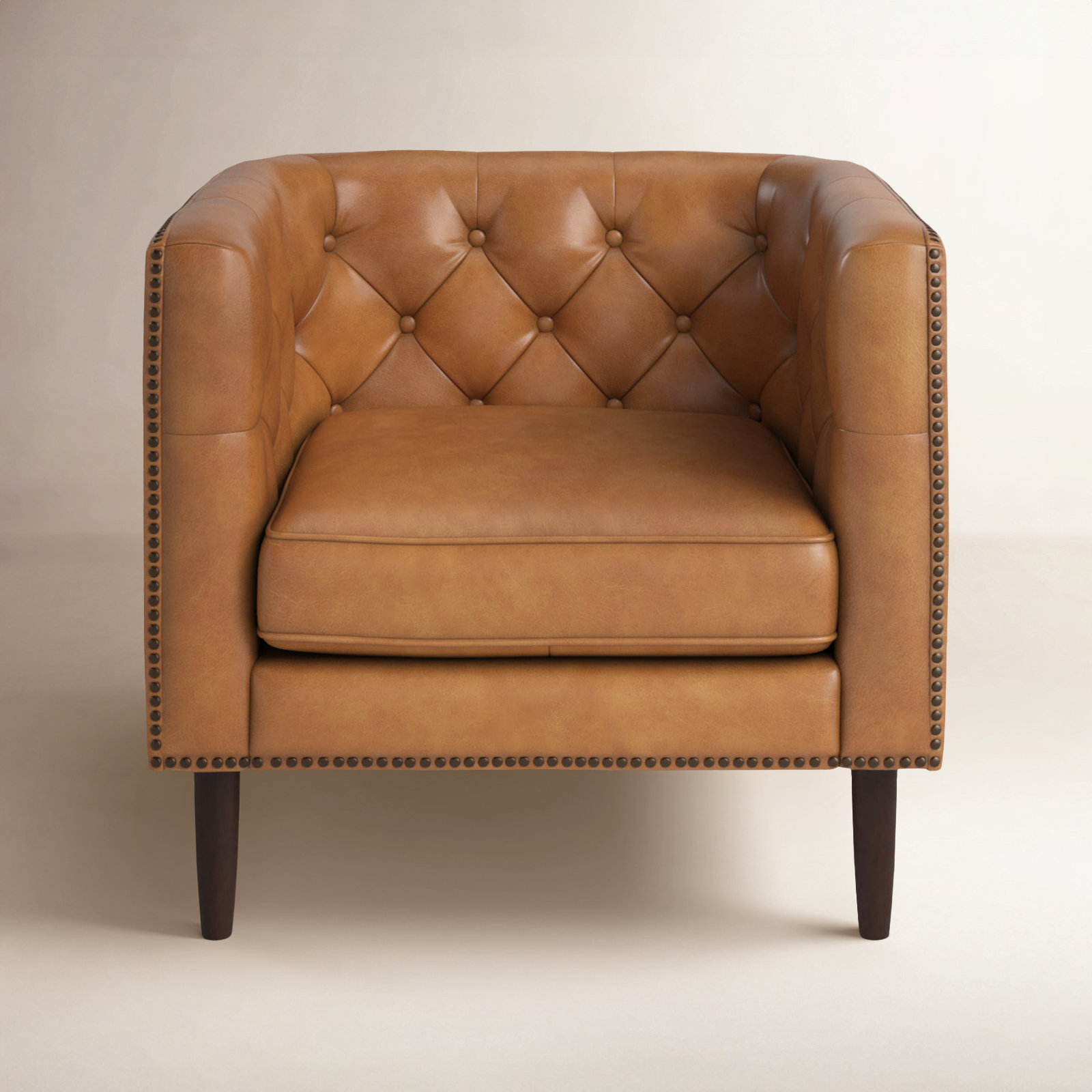Woodford Genuine Leather Chesterfield Accent Chair