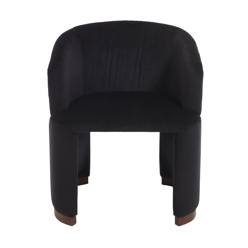 25" Wide Modern Dining Chair Upholstered Barrel Armchair With Solid Wood Legs And Backrest, For Dining Room/Living Room