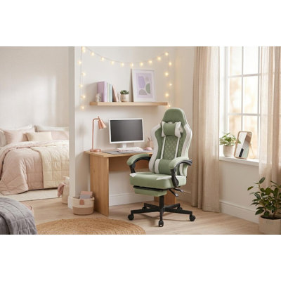 Ergonomic High-Back PC & Racing Chair With Massage Lumbar, Footrest & Adjustable Arms