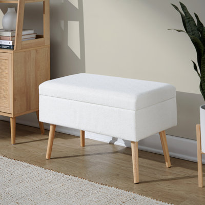 Banc, tissu / bois naturel - crème