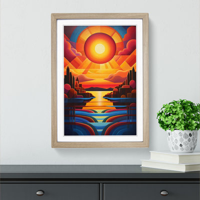 Art Deco Sunset Hard Edge Painting No.3 - Framed Print