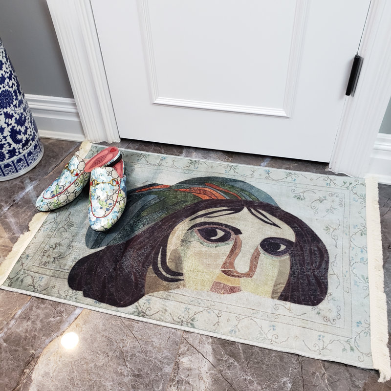 Gris charbon/beige/Tapis décoratif brun, Rectangle 2 pi 7 po x 4 pi 11 po