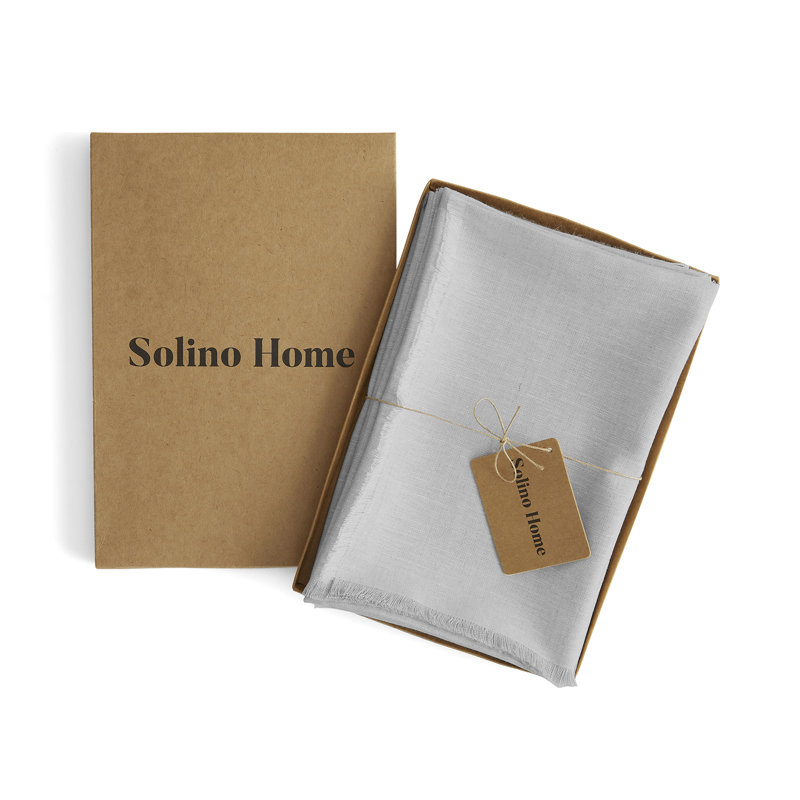 Fringe - 100% Pure Linen Dinner Napkins, Light Gray