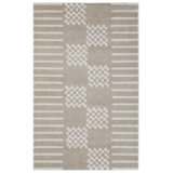 Rectangle Geometric Hand Tufted Wool Area Rug in Ivory/Gray