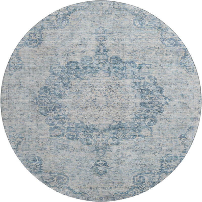 Premium Machine Washable Larock AMF1238 Global Rug, Round 8'