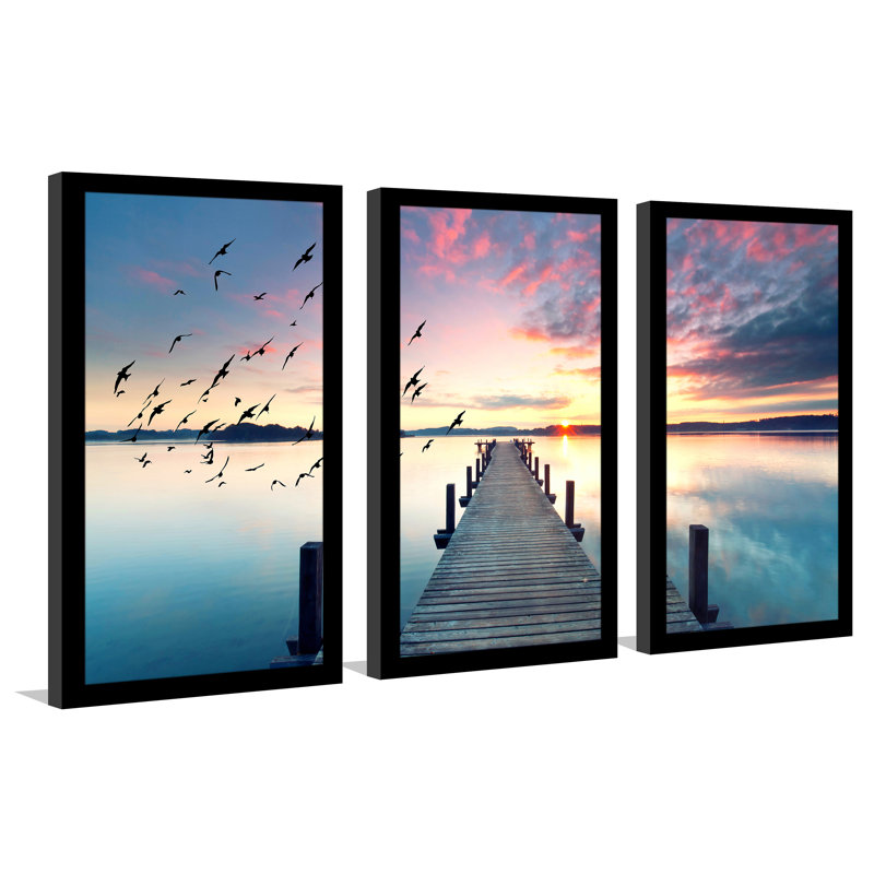 « learn to fly », ensemble de 3 reproductions d’art encadrées, H 33,5 po x l 52,5 po x P 1 po