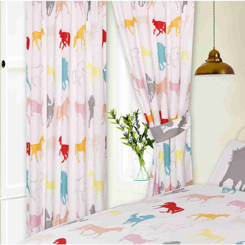 HORSES Devos Pencil Pleat Semi Sheer Curtains, White