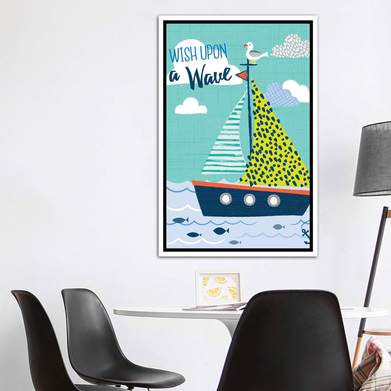 " Let's Sail Away I " by Sarah Callis, White Framed Canvas, No Mat, 60" H x 40" W x 1.5" D