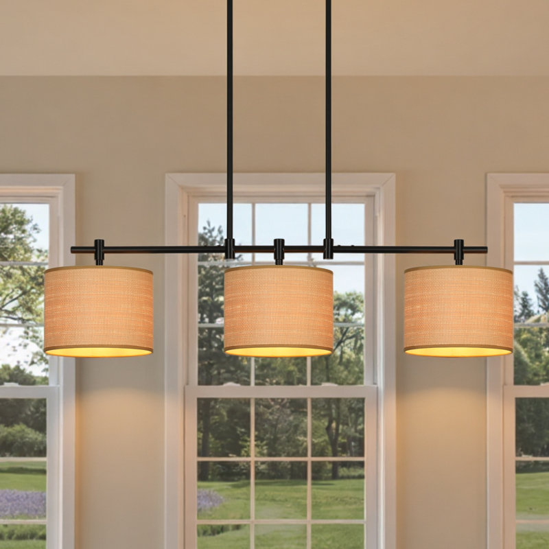 Lustre tambour 3 lumières avec abat-jour Aarzo