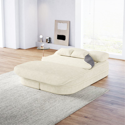 75''2-In-1 Foldable Sofa,Convertible Sleeper Foam Sofa Bed With Multi Functional Blanket, Chenille Floor Folding Sofa Bed,  Floor Sofa Lounge Sofa For Living Room Bedroom Lounge Studio