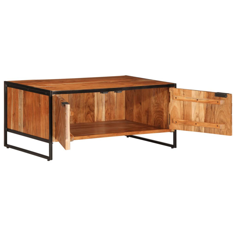 Table basse vidaXL Couleur bois naturel Bois d'acacia massif avec structure en fer