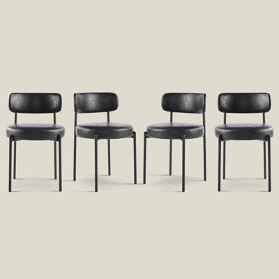 Black Leather Dining Chairs Set of 4